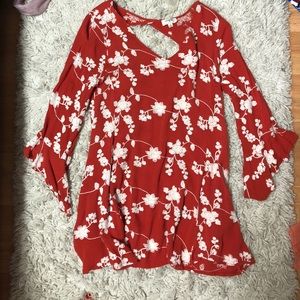 Flowy bell sleeved dress.